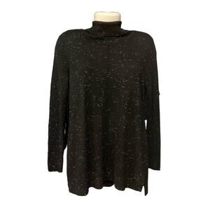 Calvin Klein Women's Black W/ Sparkles Wool Blend Turtleneck Sweater | Size L